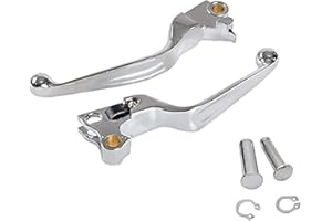 S SYUU Chrome Aluminium Brake Lever Clutch Lever Pair for Harley Davidson Dyna Softail Fat Boy Low Rider 2004-2013