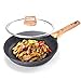 Produktbild MAIFENGLE Antihaftbeschichtete Bratpfanne Wok Schmorpfanne,mit Glasdeckel, Aluminium,induktionsgeeignet,pflegeleicht,Sparen Sie Öl, Schwarz,24CM