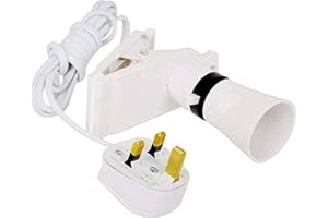 LUXE DIVA Clip Desk Lamp Holder UK Plug Light Bulb Socket Base with Switch, Scratch Free Clip & 2M Cable Fixed Portable On The Desk Table Socket Pin Bulb Holder Ideal for Lighting at Home, & Shop