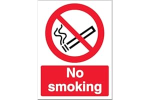 VSAFETY V Safety No Smoking Prohibition Sign - Portrait - 150mm x 200mm - Self Adhesive Vinyl, Black/Red, 57034AN-S