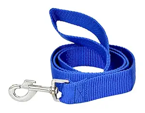 VIP Collection 0.75 Inch Nylon Dog Leash Strong and Durable Traditional Style Leash with Easy to Use Collar Hook Soft Padded Handle for Training Walking Lead Color Blue Medium