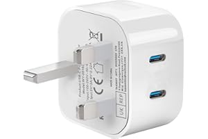 BEDIACA USB C Plug,20W Fast Charger Plug UK Compatible with iPhone 17 air/16/15/15 Pro/15 Pro Max/14/14 Pro/13/13 Pro/12/12 Pro/11/ipad,Type C Plug Fast Charging for Watch Dual Port USBC Wall Plug