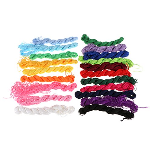 MagiDeal 20pcs 28 Meter x1 mm Geflochtenes Chinesisch Verknoten Makramee Satin Schnur - 6