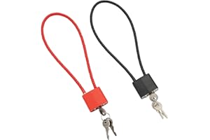 RAIRSKY Lot de 2 cadenas à câble avec clés, serre-câbles malléables pour portail, vélo, casier, salle de sport, cordes antivol noires et rouges