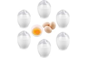 HYXODJY 6 Pièces Pocheuse Oeuf Easy Egg Cooker pocheuses à œufs en Plastique Cuit Oeuf Micro Onde Poêle pour Micro OndesAntiadhésive Réutilisables avec Couvercle pour Cuisiner des Œufs Pochés Parfaits SansBPA