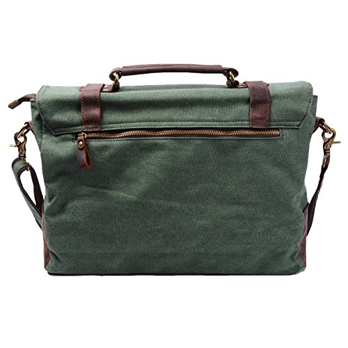 S-ZONE Unisex Vintage Canvas Leder Umhängetasche Schultertasche Laptoptasche Messenger Bag ideal für Studium Büro oder Freizeit Outdoor - 3