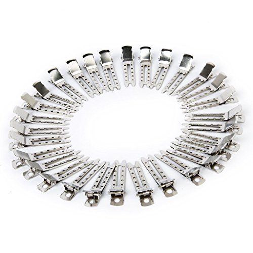 SupplyEU DIY 50pcs Silver Double Prong Metal Alligator Hair Clips Bows 4.8cm