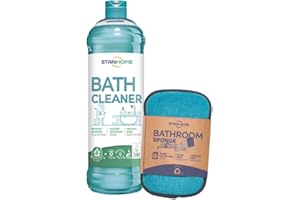 Stanhome Bath Cleaner et éponge bain bain bain anti-calcaire désincrustant, élimine la saleté et les résidus de savon, fait briller les surfaces (1000 ml)