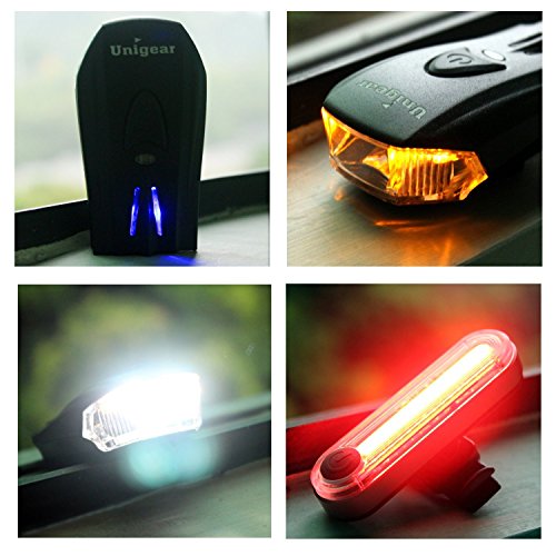 Fahrradbeleuchtung Set, Wiederaufladbare LED Fahrradlampen, inkl. Frontlicht mit störungsfreiem Licht und schaltbares Rücklicht - 2