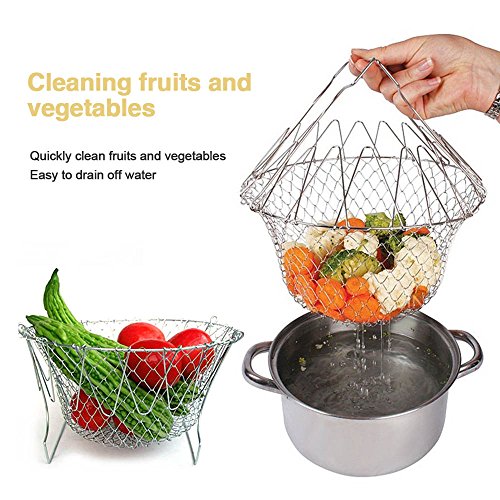 EpochAir Faltbare Fry Basket Dampf frittiertopf Dehnungs Magie frittierkorb Sieb - 3