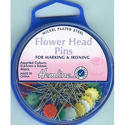 1 X Hemline Stecknadeln mit Blumenkopf, 60 Stück, 43 mm