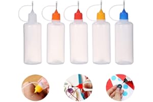 LTKJ 120ml Empty Glue Bottle, Plastic Applicator Bottles with Needle Tip Caps for Glue, Liquid, Oil, DIY Craft, Acrylic Painting (Multicolor - 5pcs)