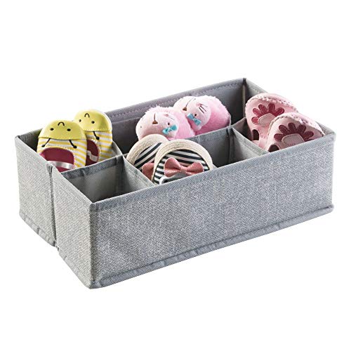 mDesign-bote-de-rangement-pour-armoire-ou-tiroir-avec-8-compartiments-lot-de-2--bote-de-rangement-tissu-pour-la-chambre-des-enfants--panier-de-rangement-flexible-pour-linge-et-accessoires--gris