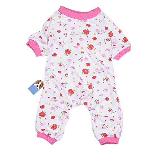 Oshide-Lovely-Pink-Cherry-Puppy-Dog-Pajamas-Jumpsuit-Home-Wear-Soft-and-Comfortable