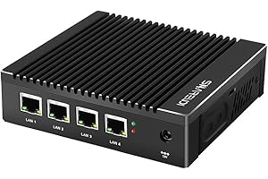 Sharevdi Firewall Micro Appliance, Mini PC Firewall con processore Intel Celeron J4125, 4 Lan i225 2.5GbE Fanless Mini PC, HD/VGA/USB/Gigabit Ethernet, supporto AES NI DDR4 SSD (8G 128G)