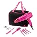 Lee Stafford Blow Dry And Go Hair Kit - Professional Style on the Go - High Performance 2200W Hair Dryer with 3 Heat Settings and Keratin Infused Grille - Free Travel Bag