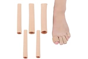 TSLRSA 5 Pack Tube de Coussin d’Orteil Manchons d’Orteil Protecteurs Tubes Protecteurs pour Orteils et Doigts en Gel Doux Manchons Couvre-Orteils pour Cors Ampoules Callosités Soulagement Douleur Silicone