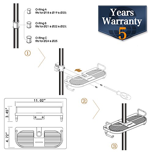 Duschstangen Ablage für Shampoo, Conditioner, Seife, ohne zu Bohren,weiß - 7