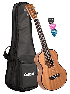 CASCHA HH 2048 Premium Ukulélé Tenor/Acajou/set avec sac rembourré/3 médiators/cordes d'AQUILA