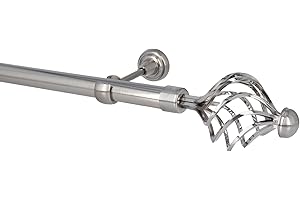 Sento Gardinenstange Vorhangstange 25mm 1-läufig Wandmontage Edelstahl Optik 240 cm GRACJA