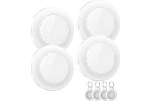 TAOBOSEC Air Traceur Tag-4 Piece, Suitcase Tracker Compatible avec Apple Where is APP (iOS Uniquement), détecteur de clés, de Bagages, de valises, de Portefeuilles, étanche IP67, White-4Pack