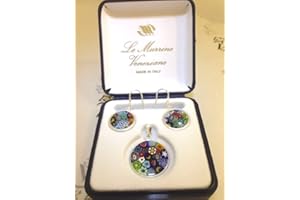 VINCIPROVA LE GEMME DI VENEZIA Completo Ciondolo e Orecchini 18 mm Murrina Vetro di Murano Made in Italia