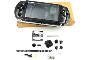 GGZONE Gehäuse mit Tasten und Schraubendreher für Sony PSP 1000 1001 1002 1003 1004 Fat Phat PSP (schwarz)