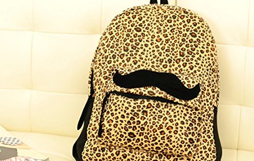 ningteng Fashion Leopard Funny Schnurrbart Laptop Buch Wandern Rucksack