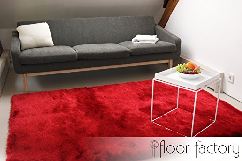 Exklusiver Hochflor Shaggy Teppich Satin rot 80×150 cm – edler, seidig glänzender Teppich - 4