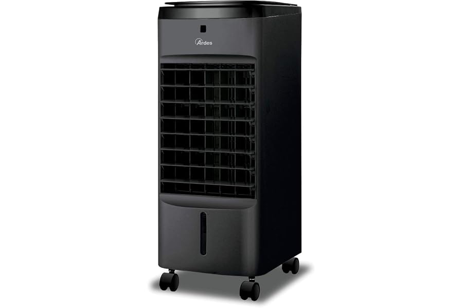 Ardes AR5AMR08 Penny Evaporative Room Cooler with Wheels Digital Timer and Remote Control Tank Capacity 4 L, Black