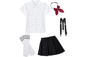 Alvivi Enfant Fille Ensemble Déguisements Sailor Uniforme Scolaire Anime Costume Carnaval Fête Robe Accessoires Tenue Ecoliere Japonaise Schoolgirls 3-16 Ans