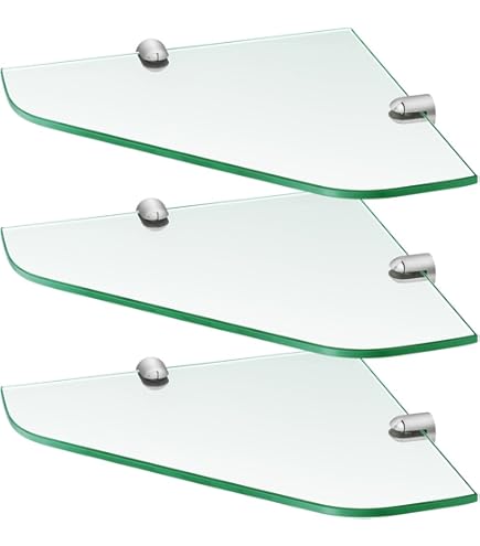 Melairy 2-Pack Glass Shelves Wall Mounted Corner Shower Shelf Bathroom Tempered Glass Shelves With Stainless Steels Chrome Bracket For Bathroom - View #5