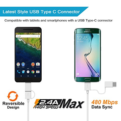iVoler Quick Charge 3.0 Type C 18W Caricabatteria USB da Muro con Cavo 2 in 1 Tipo C e Micro USB Cavo Ricarica per Samsung Galaxy S9/S9 Plus/S8/S8+/S7/S7 Edge/ S6/S6 Edge/+/Note 8/5/4/Edge, LG G6/G5/G4, Asus Zenfone 4/3/2, Android Smartphone, Tablet, iPhone, iPad, e gli altri dispositivi USB (Bianco)