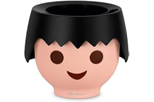 Lechuza OJO Pot de fleurs rond en polyrésine à arrosage automatique, Noir Corbeau, D21 H16 cm