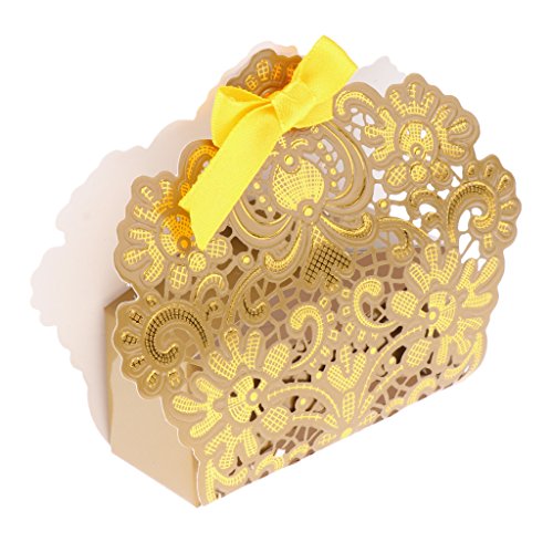 Gazechimp Süßigkeiten Boxen mit Band Geschenkboxen Hochzeit Party Set/50 Stück – Gold, 7,9 x 3,2 x 9,5 cm - 5