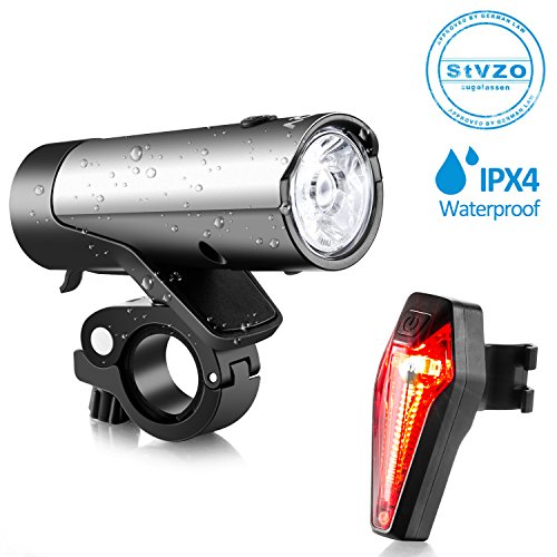 LED Fahrradbeleuchtung, AQV Premium Qualität Fahrradlampe LED Fahrrad Licht Set, 380 Lumen Fahrrad Lichter Installationssatz, LED Frontlicht & Rücklicht Camping und täglichen Gebrauch
