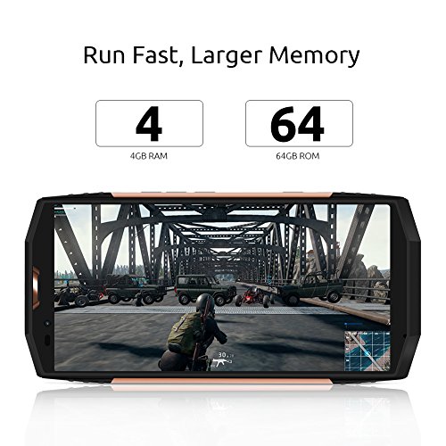 Rugged Phone, Blackview BV9000 (2018) 18: 9 HD + 5.7â€™â€™ Schermo da 4 GB RAM e 64 GB ROM 4G Smartphone, 13MP + 5MP Dual Rear Telecamere Cellulari, 4180mAh Big Battery con 12V 2A Fast Charge Android 7.1 Face ID-Oro