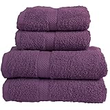 Dreamscene 100% algodón egipcio 4 piezas Juego de toalla de baño, toallas de baño, color morado