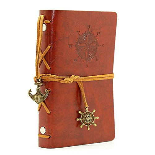 Tinksky Vintage Notizbuch klassische PU Leder Cover Journal Notebook Retro Spirale Ringbuch Tagebuch - 4