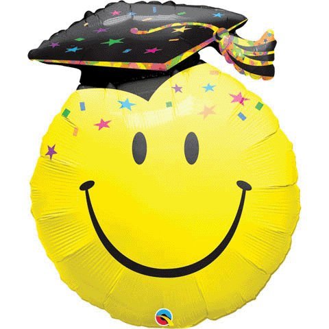 Folienballon Graduation Abitur Doktor Happy Face, ca. 91 cm