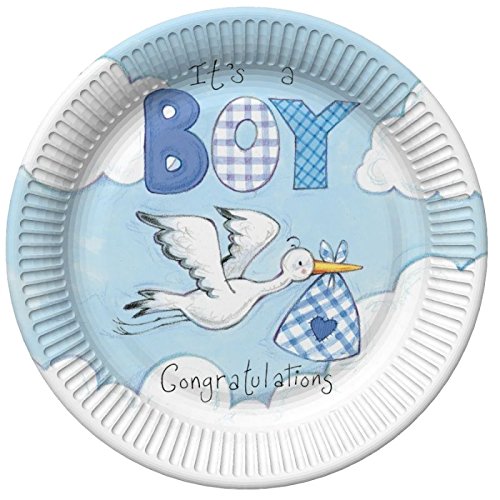NEU 48 Teile Baby Shower Deko Set Storch in Blau 16 Personen - 2