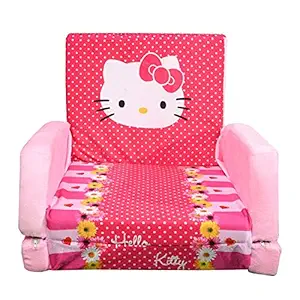 TLISMI Soft Plush Premium Newly Kids Sofa Cum Bed Soft and Rocking Chair Baby Supporting Seat with Comfortable Foam Cushioning for Bedrooms Living Rooms (1 to 3 Years) - Hello Kitty Pink