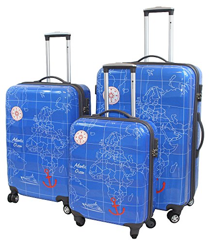 Preisvergleich Produktbild 3-teiliges Trolley-Kofferset Reisekoffer Hartschale MADEIRA Himmelblau