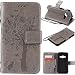 Produktbild Für Samsung Galaxy Xcover 3 SM-G388F Hülle, SMART LEGEND Drucken Baum Muster Premium PU Leder Handschlaufe Lederhülle Schutzhülle Bookstyle Folio Handyhülle Flip Cover Schale Mappen Tasche Brieftasche Bumper mit Kartenfächer und Standfunktion Magnetverschluss Anti-Scratch Handycover - Grau