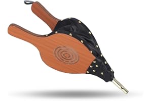 Septpenta Soufflet de Cheminée, Soufflet de Cheminée en Bois en Cuir de 17,9 X 7,8 Pouces, Grand Souffleur de Feu, avec Longue Poignée pour Camping en Plein Air Barbecue