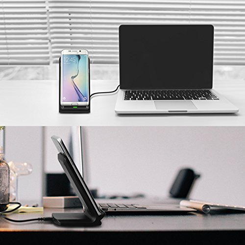 Moobom Fast Wireless Ladegerät, 2 Coil Qi Wireless Ladegerät für Samsung S7 / S7 Edge, S6 Edge Plus, Galaxy Note 5 und andere Qi-Enabled Geräte - 6