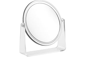 ATKIN BROTHERS Premium Tabletop Makeup Mirror with Transparent Stand 360 Degree Swivel Crystal Clear Glass Lightweight and Portable Ideal for Dressing Table Skincare and Travel Use (1pk)