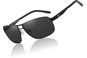 DUCO Okulary przeciwsłoneczne z polaryzacją męskie okulary pilotki, metalowa oprawka, retro, ultralekkie, podwójne mostki, ochrona UV400, okulary przeciwsłoneczne G002, czarny, 63