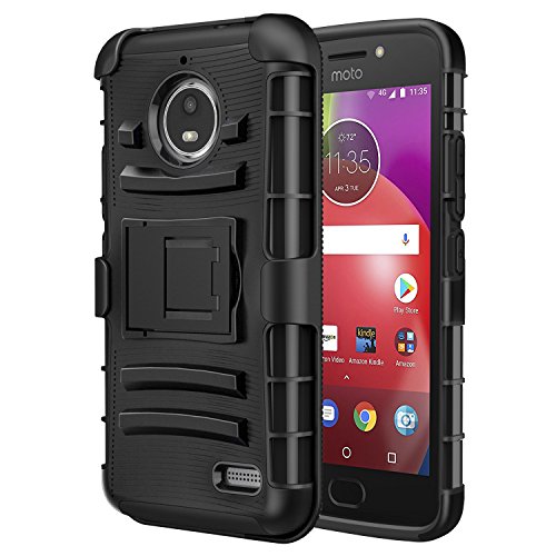 MoKo Moto E4 HÃ¼lle - [Heavy Duty Serie] Outdoor Dual Layer Armor Case Handy SchutzhÃ¼lle Schale mit GÃ¼rtelclip und Standfunktion fÃ¼r Motorola Moto E4 (2017) Smartphone, Schwarz