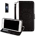 Produktbild ISENPENK Apple iphone 7 plus(2016) Hülle,Retro Original Leder Flip Bookstyle Cover Wasserdicht Shockproof Anti Slip Protection Leather Case,Mandala Relief Gravur Muster Pattern PU Tasche mit Intern Bequem Karte Schlitz,Anti-Sturz Stoßfest Abdeckung Entwurf Stoßdämpfend Triangle Hemming Schutzhülle mit Stand funktion Flip Case Handy Gürtel für Apple iphone 7 plus(2016) 5.5Zoll-[schwarz]+Panzerglas Folie Displayfolie Displayschutzfolie